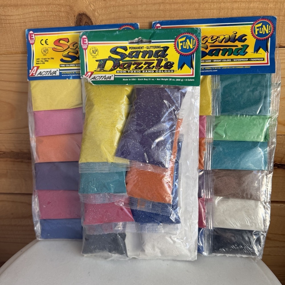 Variety of Activa Scenic Sands/ Sand Dazzle VTG Craft Old Stock Multi Colors 3pk